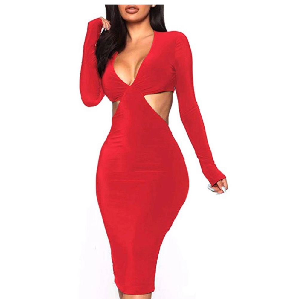 Red cut out club wear dress - Picture 2 of 6